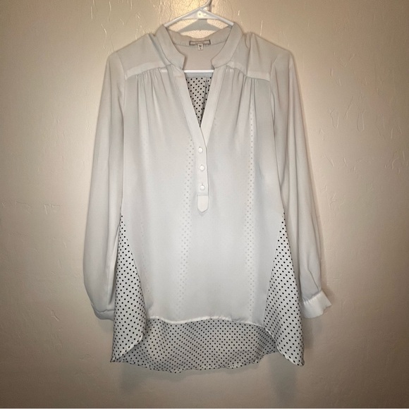 Pleione White and Polka Dot Pullover Blouse - Picture 1 of 4